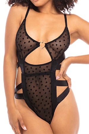 Damă - Body sexy transparent cu decupaje MDD543negru