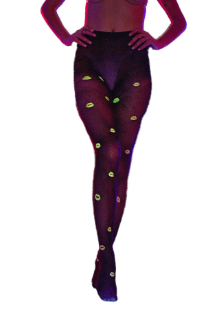 Dresuri - Dres din plasa fina cu imprimeu buze si detalii fluorescente DLS-YG124