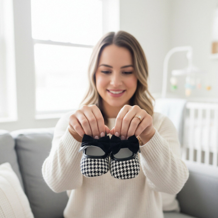Încălțăminte copii - Botosei cu funda pentru primii pasi 43064-H01negru
