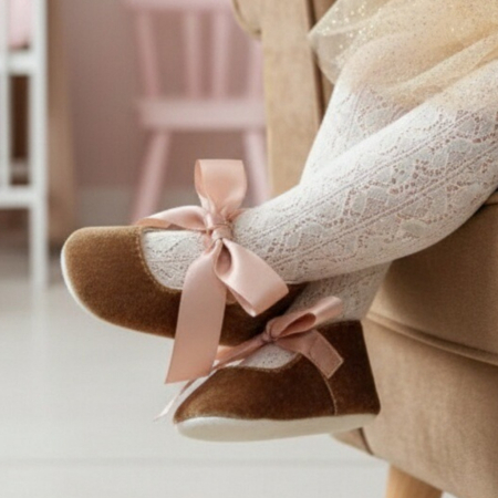 Încălțăminte copii - Botosei cu funda pentru primii pasi 43064-H08auriu