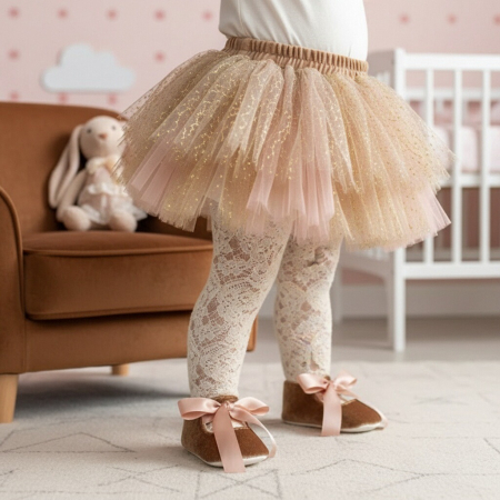 Încălțăminte copii - Botosei cu funda pentru primii pasi 43064-H08auriu