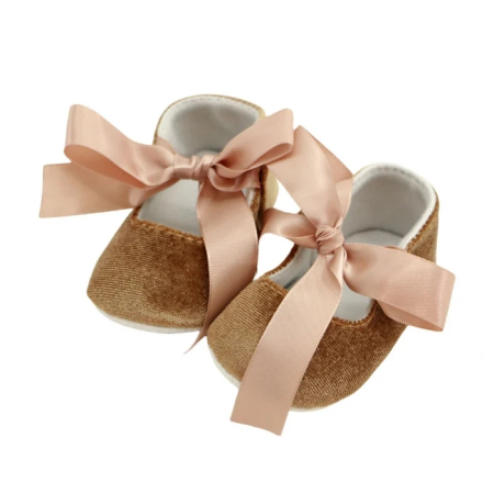 Încălțăminte copii - Botosei cu funda pentru primii pasi 43064-H08auriu