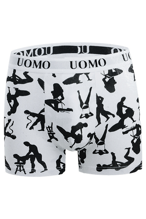 Chiloți - Boxeri barbati din bumbac imprimeu Kamasutra CrazyMen2437alb