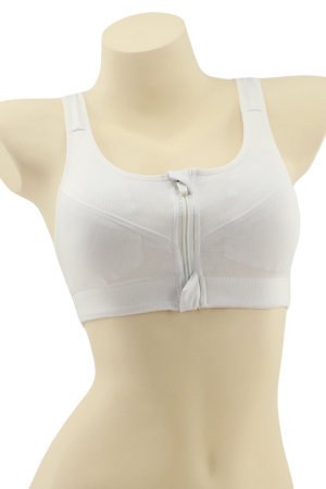 Fitness - Bustiera sport cu fermoar in fata MG-3805alb