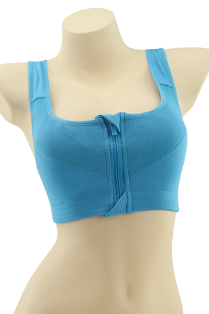 Fitness - Bustiera sport cu fermoar in fata MG-3805albastru