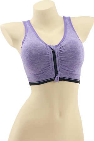 Fitness - Bustiera sport cu fermoar in fata MG-JS007mov