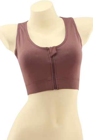 Fitness - Bustiera sport cu fermoar in fata MG-SSW0189maro
