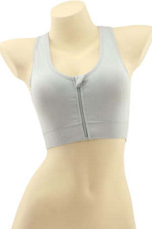 Fitness - Bustiera sport cu fermoar in fata MG-SSW0189gri-1