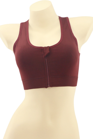 Fitness - Bustiera sport cu fermoar in fata MG-SSW0189visiniu