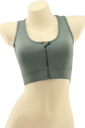 Fitness - Bustiera sport cu fermoar in fata MG-SSW0189verde
