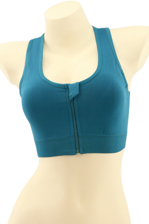 Pret unic 9.99 Lei - Bustiera sport cu fermoar in fata MG-SSW0189turcoaz