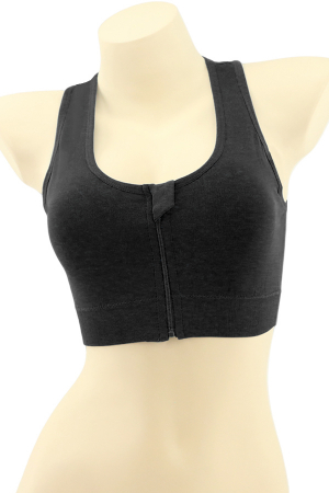 Fitness - Bustiera sport cu fermoar in fata MG-SSW0189negru