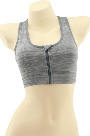 Fitness - Bustiera sport cu fermoar in fata MG-SSW0189gri-3