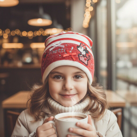 Căciuli, șepci si pălării - Caciula tricotata cu Minnie Mouse NH4141rosu