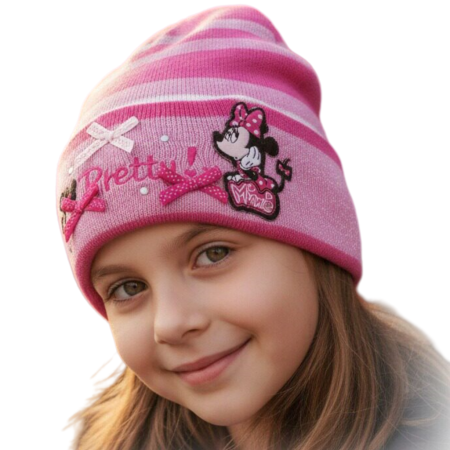Căciuli, șepci si pălării - Caciula tricotata cu Minnie Mouse NH4141roz