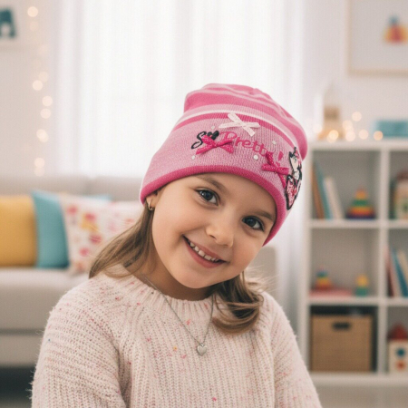 Căciuli, șepci si pălării - Caciula tricotata cu Minnie Mouse NH4141roz