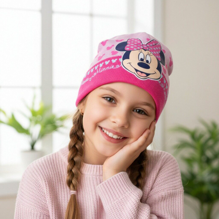 Căciuli, șepci si pălării - Caciula tricotata cu Minnie Mouse RH4260roz inchis
