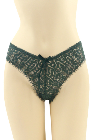 Chiloți brazilieni - Chiloti brazilieni cu dantela brodata CT-Q8153verde