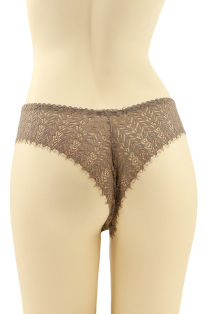 Chiloți brazilieni - Chiloti brazilieni cu dantela brodata CT-Q8153maro