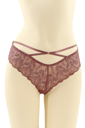 Chiloți brazilieni - Chiloti brazilieni cu dantela brodata CT-Q8195visiniu