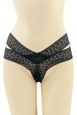 Chiloți brazilieni - Chiloti brazilieni cu dantela brodata CT-Q8197negru
