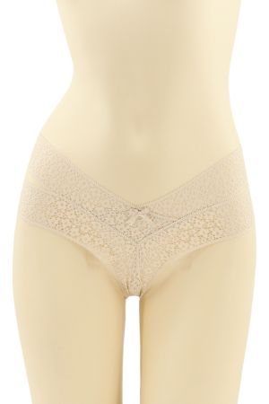 Chiloți brazilieni - Chiloti brazilieni cu dantela brodata CT-Q8197bej
