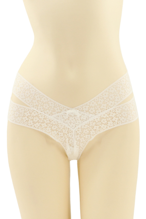 Chiloți brazilieni - Chiloti brazilieni cu dantela brodata CT-Q8197alb