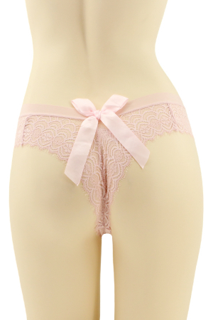 Chiloți brazilieni - Chiloti brazilieni cu dantela brodata si funda CT-Q8150roz