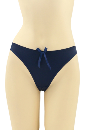 Chiloți brazilieni - Chiloti brazilieni cu dantela brodata si funda MG-P3168bleumarin