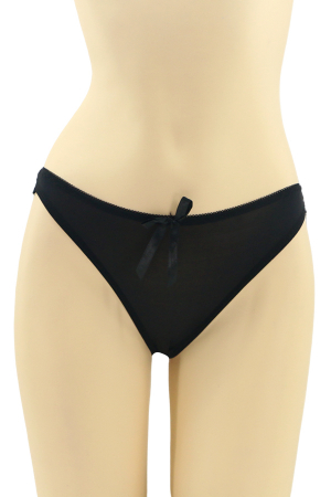 Chiloți brazilieni - Chiloti brazilieni cu dantela brodata si funda MG-P3168negru