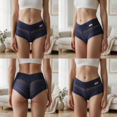 Damă - Chiloti brazilieni din dantela elastica WS-1070bleumarin