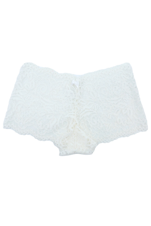 Chiloți clasici - Chiloti clasici cu broderie si funda 2KT101-8crem