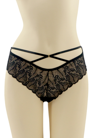 Chiloți brazilieni - Chiloti brazilieni cu dantela brodata CT-Q8195negru