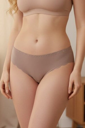 Damă - Chiloti clasici lycra cu insertii dantela TANG-A4372maro