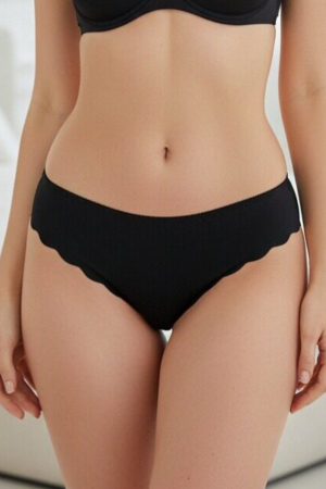 Damă - Chiloti clasici lycra cu insertii dantela TANG-A4372negru