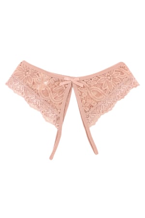 Chiloți sexy - Chiloti open crotch cu broderie florala WS-SN51061roz deschis