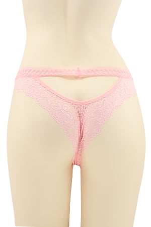 Chiloți sexy - Chiloti sexy brazilieni cu dantela si decupaj in zona feselor DZK-2401roz