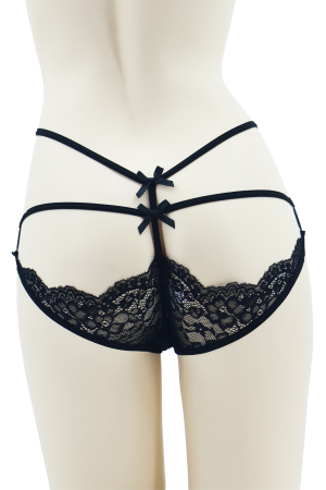 Damă - Chiloti sexy brazilieni cu dantela si decupaje MFF199negru