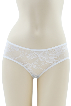 Chiloți sexy - Chiloti sexy brazilieni cu dantela si decupaje in zona feselor MFF797alb