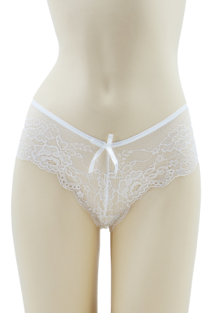Chiloți sexy - Chiloti sexy brazilieni cu dantela si decupaje la spate MFF8039alb