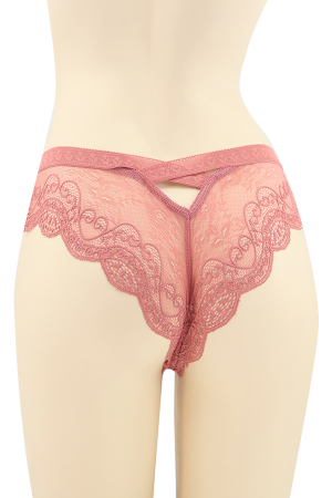 Chiloți sexy - Chiloti sexy brazilieni cu dantela si funda DZK-H0066roz
