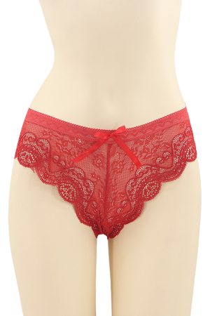Chiloți sexy - Chiloti sexy brazilieni cu dantela si funda DZK-H0066rosu