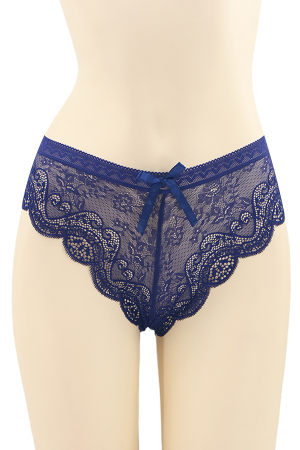 Chiloți sexy - Chiloti sexy brazilieni cu dantela si funda DZK-H0066bleumarin