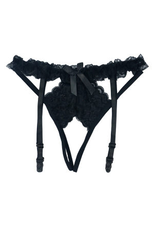 Chiloți sexy - Chiloti sexy cu dantela si portjartier DZK-9967negru