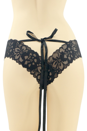 Chiloți sexy - Chiloti sexy brazilieni cu funda si dantela brodata CT-Q8192negru