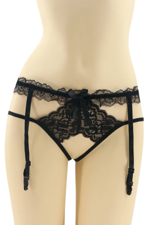 Chiloți sexy - Chiloti sexy cu dantela si portjartier DZK-9967negru