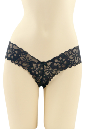 Chiloți sexy - Chiloti sexy brazilieni cu funda si dantela brodata CT-Q8192negru