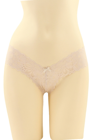 Chiloți sexy - Chiloti sexy brazilieni cu funda si dantela brodata CT-Q8192bej