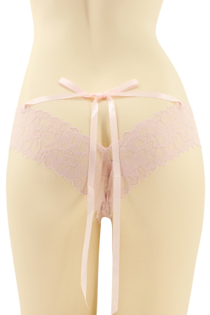 Chiloți sexy - Chiloti sexy brazilieni cu funda si dantela brodata CT-Q8192roz