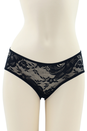 Chiloți sexy - Chiloti sexy brazilieni cu dantela si decupaje in zona feselor MFF797negru